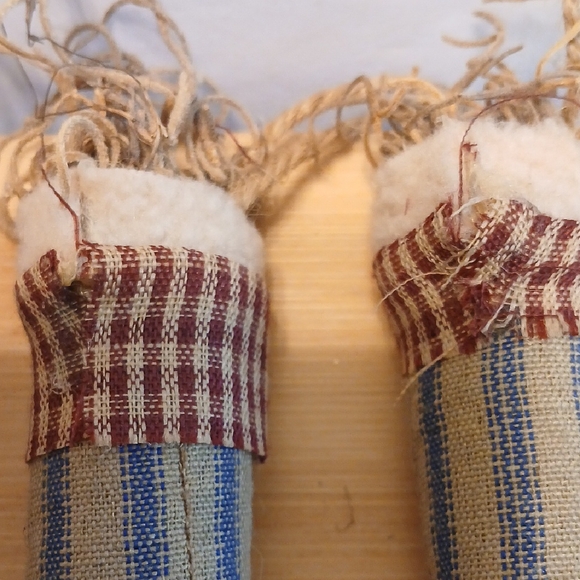 4 Rustic Striped Primitive Stocking Ornaments - Picture 6 of 11
